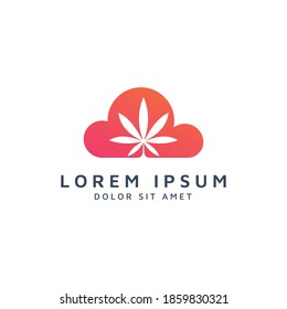 cloud and cannabis negative space logo design