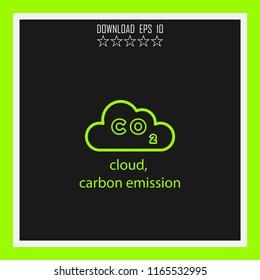 cloud, carbon emission vector icon