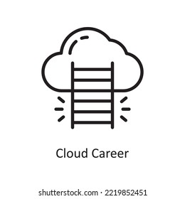 Cloud Career Vector Outline Icon Design Illustration. Cloud-Computing-Symbol auf weißem Hintergrund - EPS10-Datei