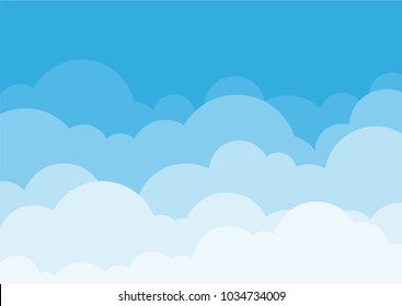Cloud cartoon with blue sky vector abstract background.