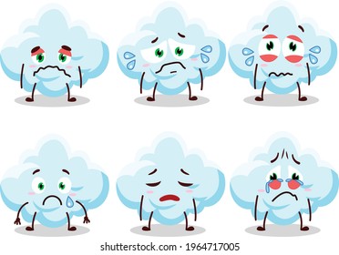 Cloud cartoon in character with sad expression