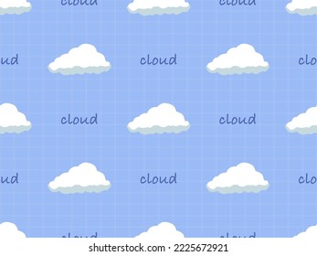 Cloud cartoon character seamless pattern on blue background