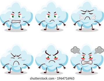 Cloud cartoon character with various angry expressions