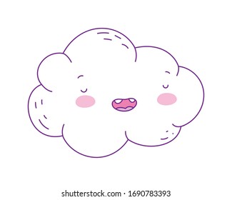 cloud cartoon design, Kawaii expression cute character funny and emoticon theme Vector illustration