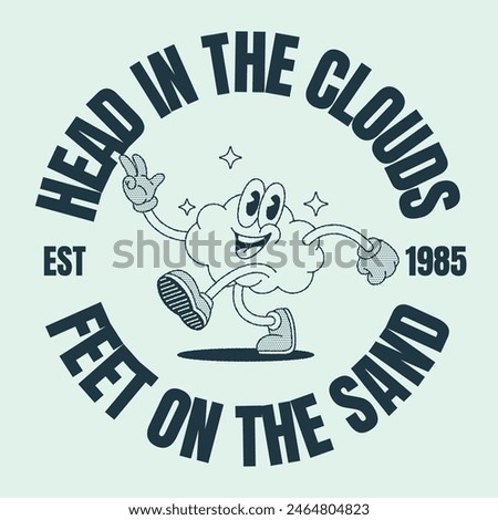 Cloud Cartoon Design for Print Design in Vintage Style