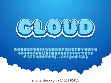 Cloud cartoon font alphabet vector