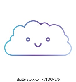 cloud cartoon kawaii in color gradient silhouette from purple to blue vector illustration