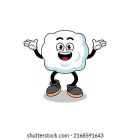 cloud cartoon searching with happy gesture , character design