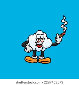 Cloud-Cartoon Rauchen stumpf und hoch aufgerichtet aus Cannabis-Knospe-Vektorgrafik