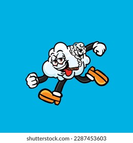 cloud cartoon smoking blunt and high face stoned from weed cannabis bud nug vector