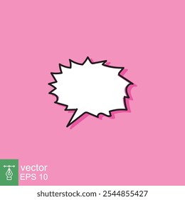 Cloud cartoon speech bubble icon. Simple flat style. Hand drawn, doodle, communication concept. Vector illustration isolated on pink background. EPS 10.