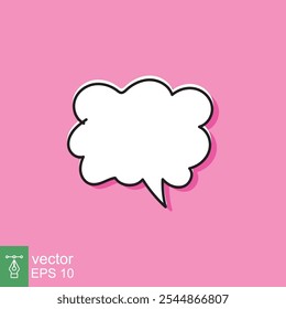 Cloud cartoon speech bubble icon. Simple flat style. Hand drawn, doodle, communication concept. Vector illustration isolated on pink background. EPS 10.