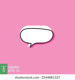 Cloud cartoon speech bubble icon. Simple flat style. Hand drawn, doodle, communication concept. Vector illustration isolated on pink background. EPS 10.