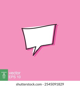 Cloud cartoon speech bubble icon. Simple flat style. Hand drawn, doodle, communication concept. Vector illustration isolated on pink background. EPS 10.