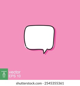 Cloud cartoon speech bubble icon. Simple flat style. Hand drawn, doodle, communication concept. Vector illustration isolated on pink background. EPS 10.