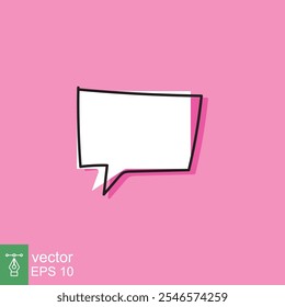 Cloud cartoon speech bubble icon. Simple flat style. Hand drawn, doodle, communication concept. Vector illustration isolated on pink background. EPS 10.