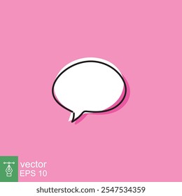 Cloud cartoon speech bubble icon. Simple flat style. Hand drawn, doodle, communication concept. Vector illustration isolated on pink background. EPS 10.