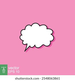 Cloud cartoon speech bubble icon. Simple flat style. Hand drawn, doodle, communication concept. Vector illustration isolated on pink background. EPS 10.