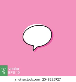 Cloud cartoon speech bubble icon. Simple flat style. Hand drawn, doodle, communication concept. Vector illustration isolated on pink background. EPS 10.