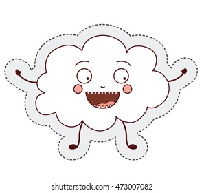 cloud cartoon sticker face happy icon. Isolated and Flat design. Vector illustration