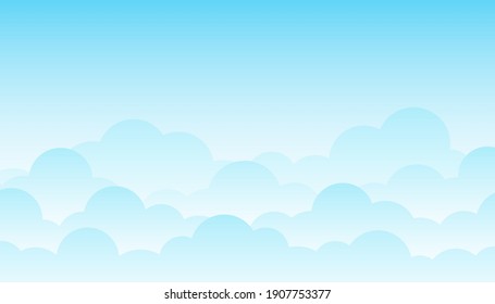 Cloud Cartoon Style With Blue Sky Background Landscape Vector Illustration.