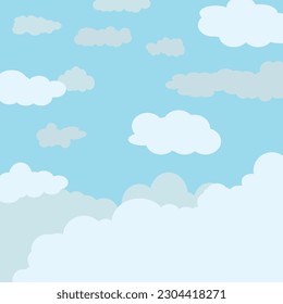 Estilo de dibujos animados en la nube con fondo azul del cielo. Ilustración vectorial de diseño plano.