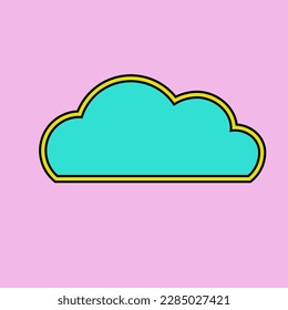 cloud cartoon vector icon. blue on yellow background