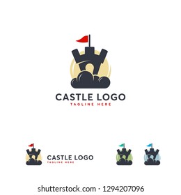 Cloud castle logo designs template, Online build logo vector
