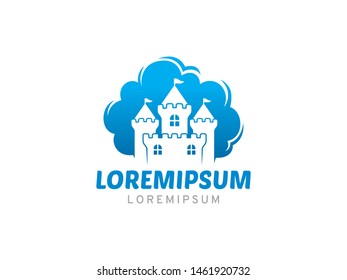 Cloud castle logo symbol or icon template