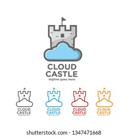 Cloud Castle Logo template Design. Sky Castle logo Icon