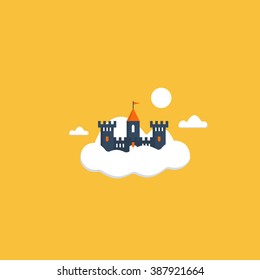 Cloud castle. Safe data storage concept