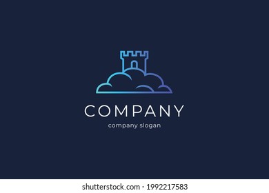 Plantilla de logotipo del icono del vector del castillo de nube