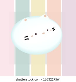 Cloud Cat fluffy cute pastel color Vector illustration