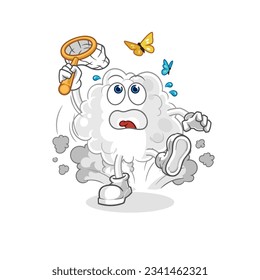 the cloud catch butterfly illustration. character vector