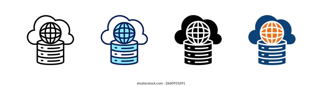 Cloud Cdn All In One Icon Multi Styles Vector Set
