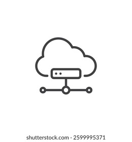 Cloud CDN line icon. linear style sign for mobile concept and web design. Cloud with data point outline vector icon. Accelerating content delivery symbol, logo illustration. Vector graphics