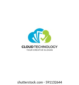 Cloud ceck technology stylish logo and icons vector illustration