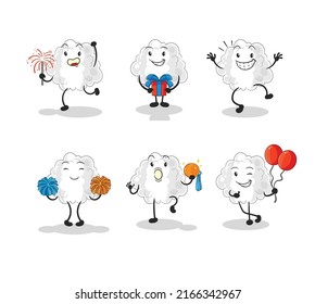 the cloud celebration set character. cartoon mascot vector