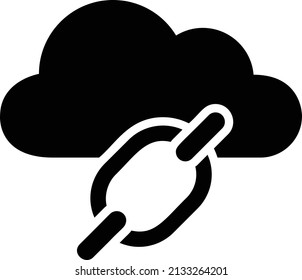 Cloud Chain Icon, Cloud Computing Sign And Symbol Isolated On White Background.