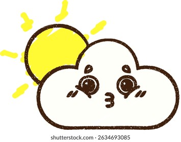 Cloud Chalk Drawing in bright neon colors