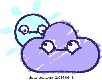 Cloud Chalk Drawing in bright neon color