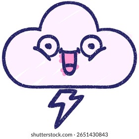 Cloud Chalk Drawing in bright neon color