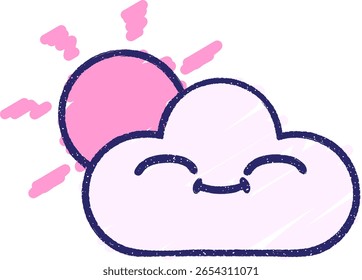 Cloud Chalk Drawing in bright neon color