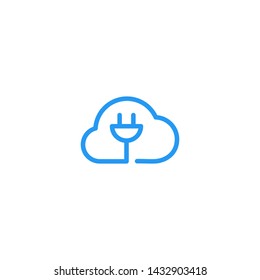 cloud charger charging cord cable cordless logo vector icon illustration