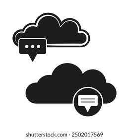 Cloud chat icons. Communication symbols. Vector silhouette. Technology concept.