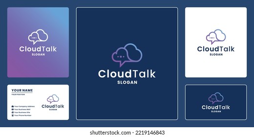 cloud chat logo design for technology. cloud and bubble chat combine