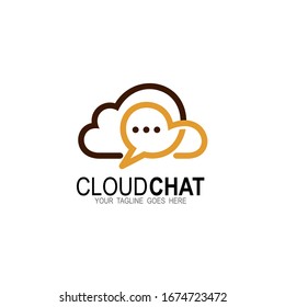 Cloud chat logo with line, Cloud icon logo