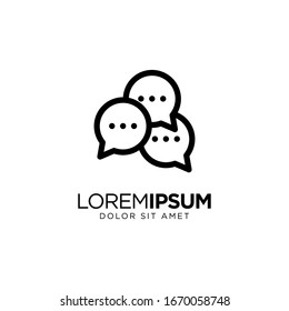 Cloud Chat logo vector icon illustration line outline monoline