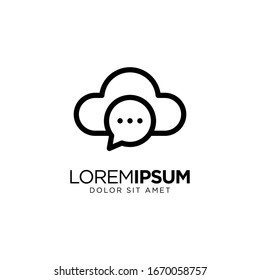 Cloud Chat logo vector icon illustration line outline monoline