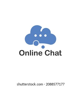 Cloud chat online earbuds logo isolate simple logo vector template